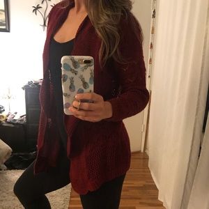 Brandy Melville Maroon Knit Cardigan